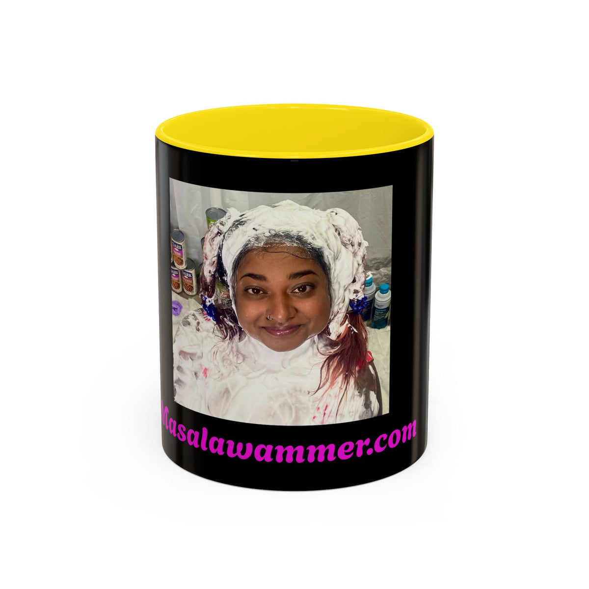 Photo Accent Coffee Mug — Personalized Portrait Mug with Bold Black Accent