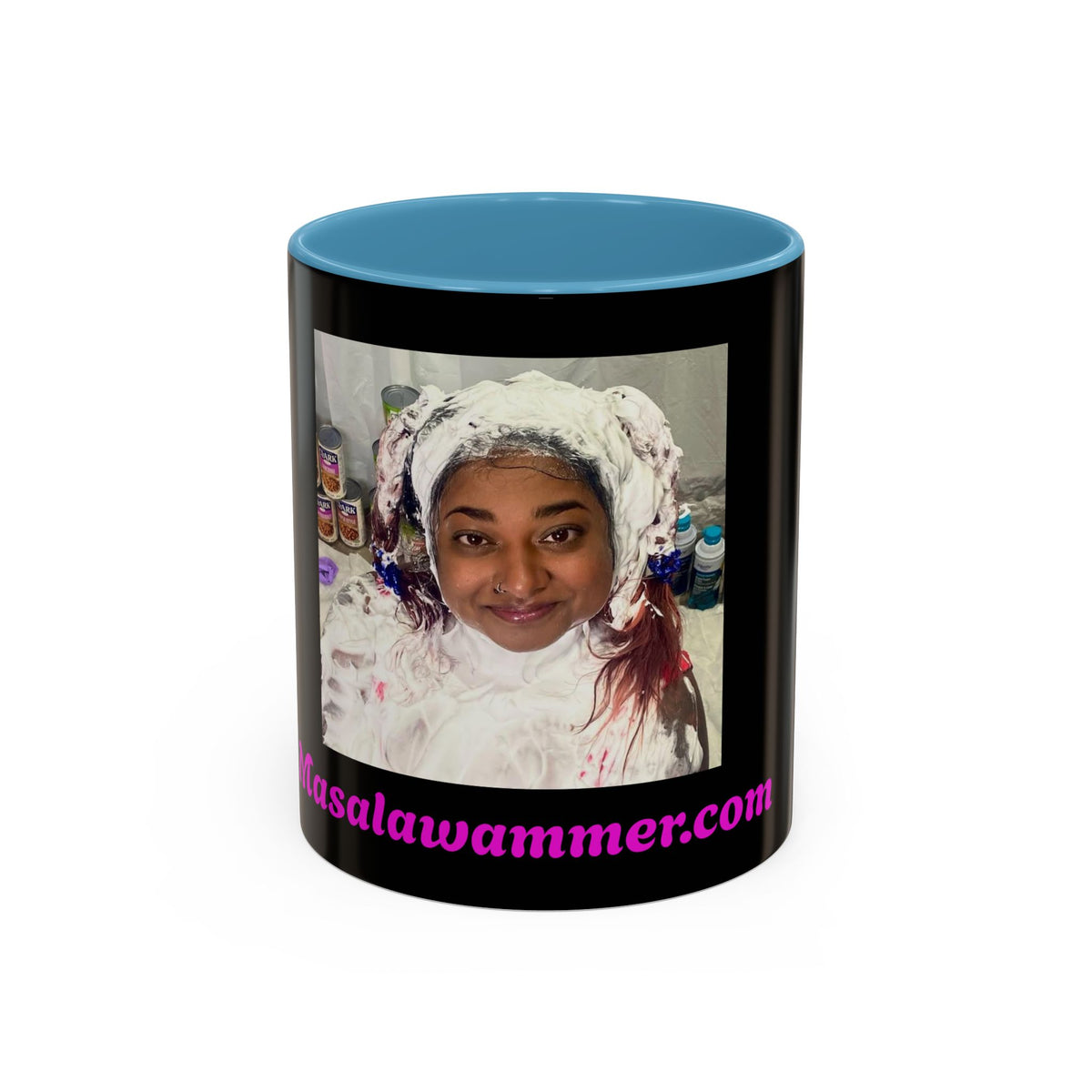 Photo Accent Coffee Mug — Personalized Portrait Mug with Bold Black Accent