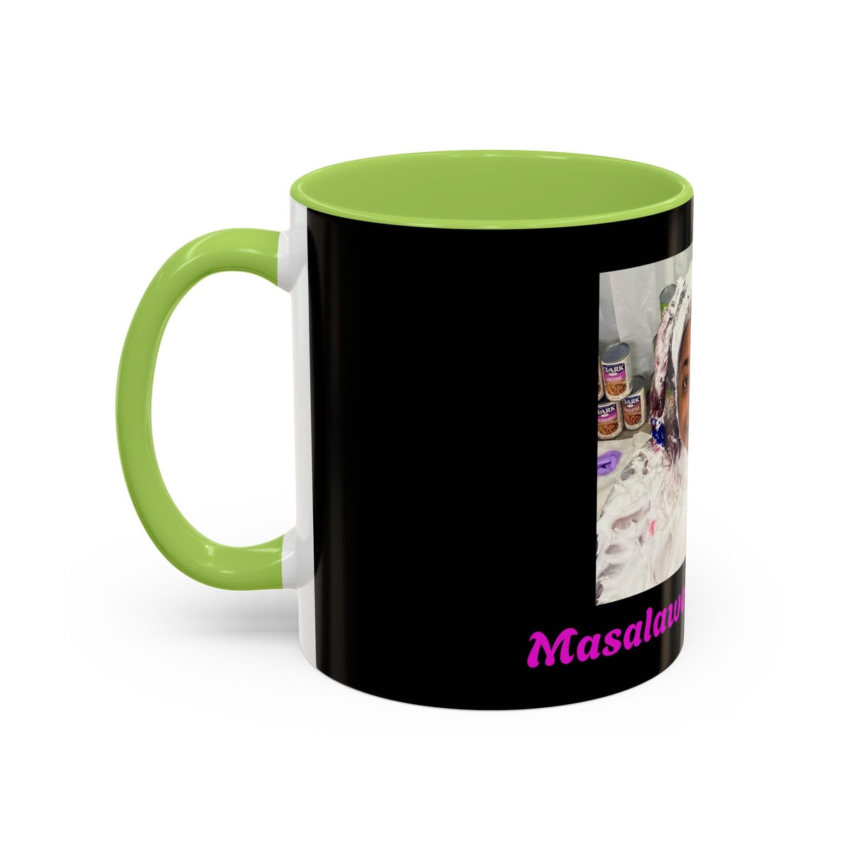 Photo Accent Coffee Mug — Personalized Portrait Mug with Bold Black Accent