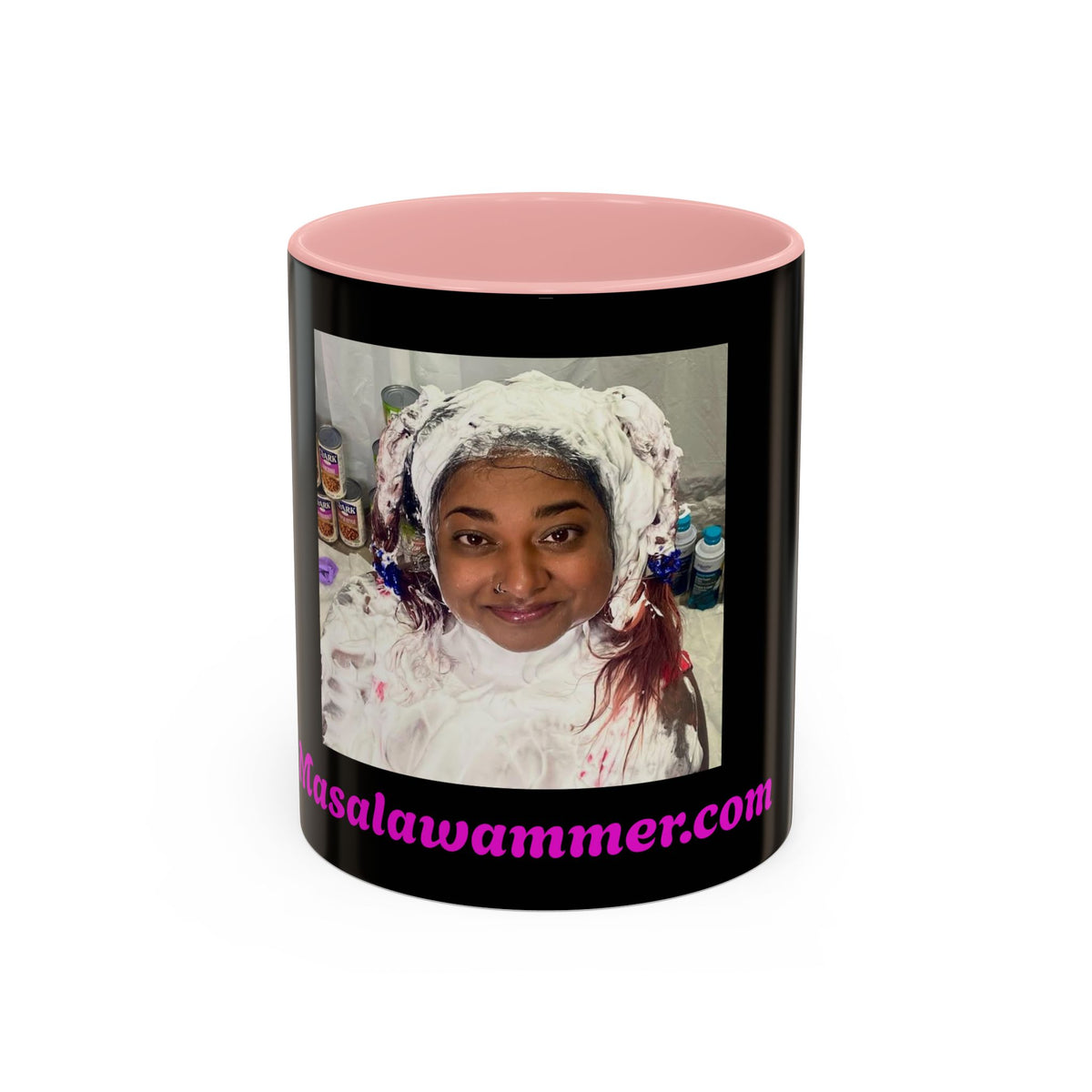 Photo Accent Coffee Mug — Personalized Portrait Mug with Bold Black Accent