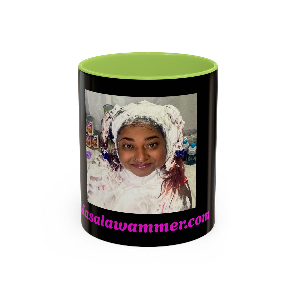 Photo Accent Coffee Mug — Personalized Portrait Mug with Bold Black Accent