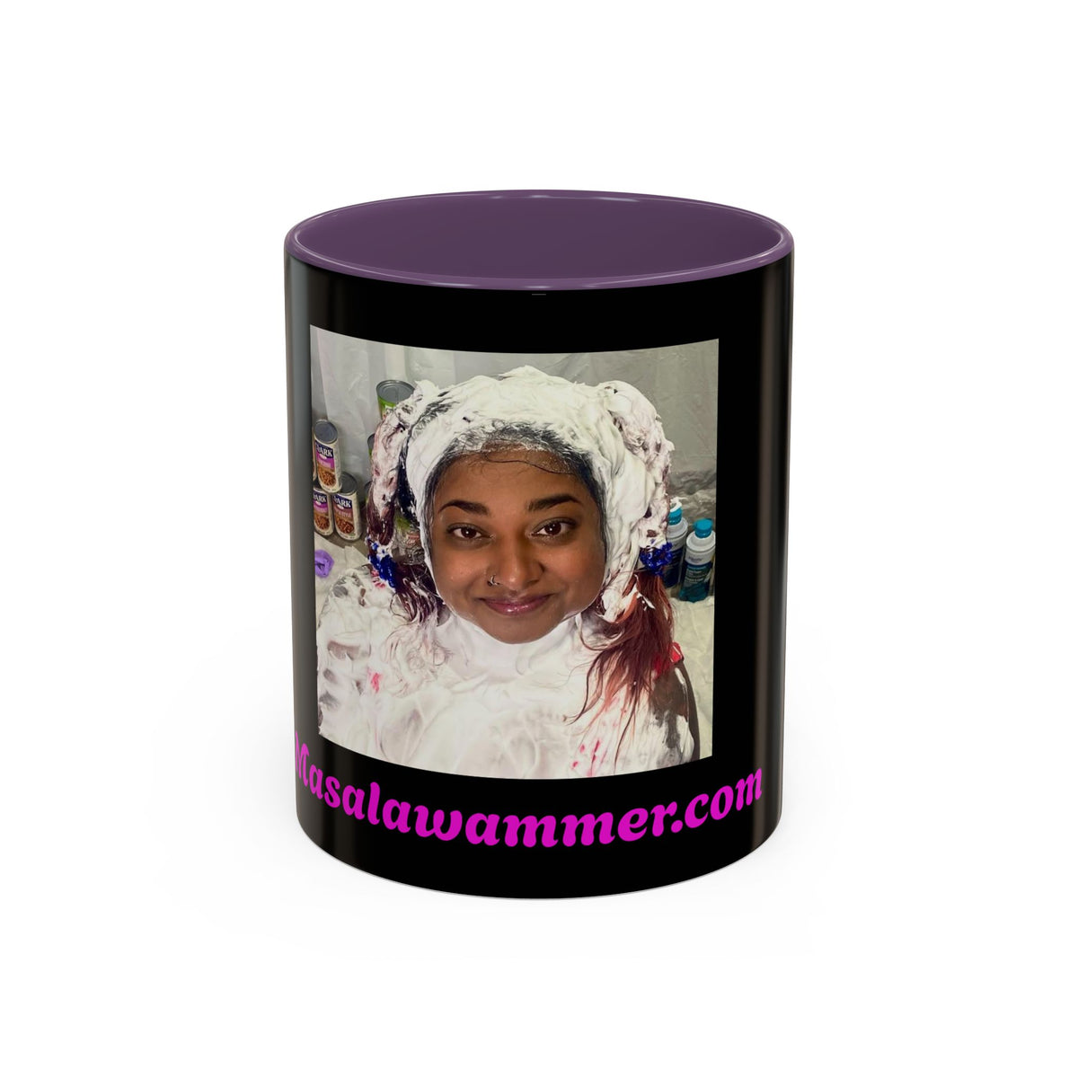 Photo Accent Coffee Mug — Personalized Portrait Mug with Bold Black Accent