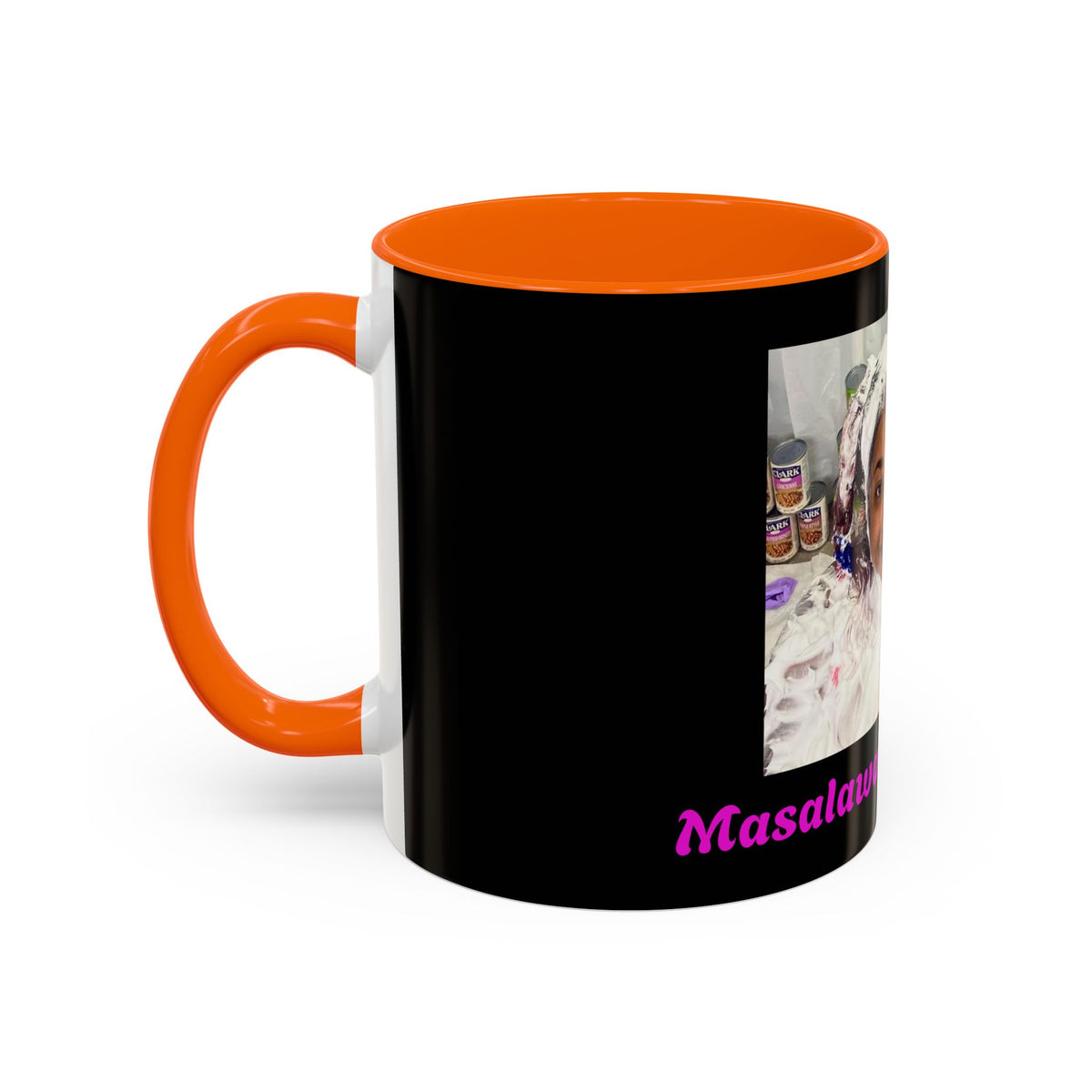 Photo Accent Coffee Mug — Personalized Portrait Mug with Bold Black Accent
