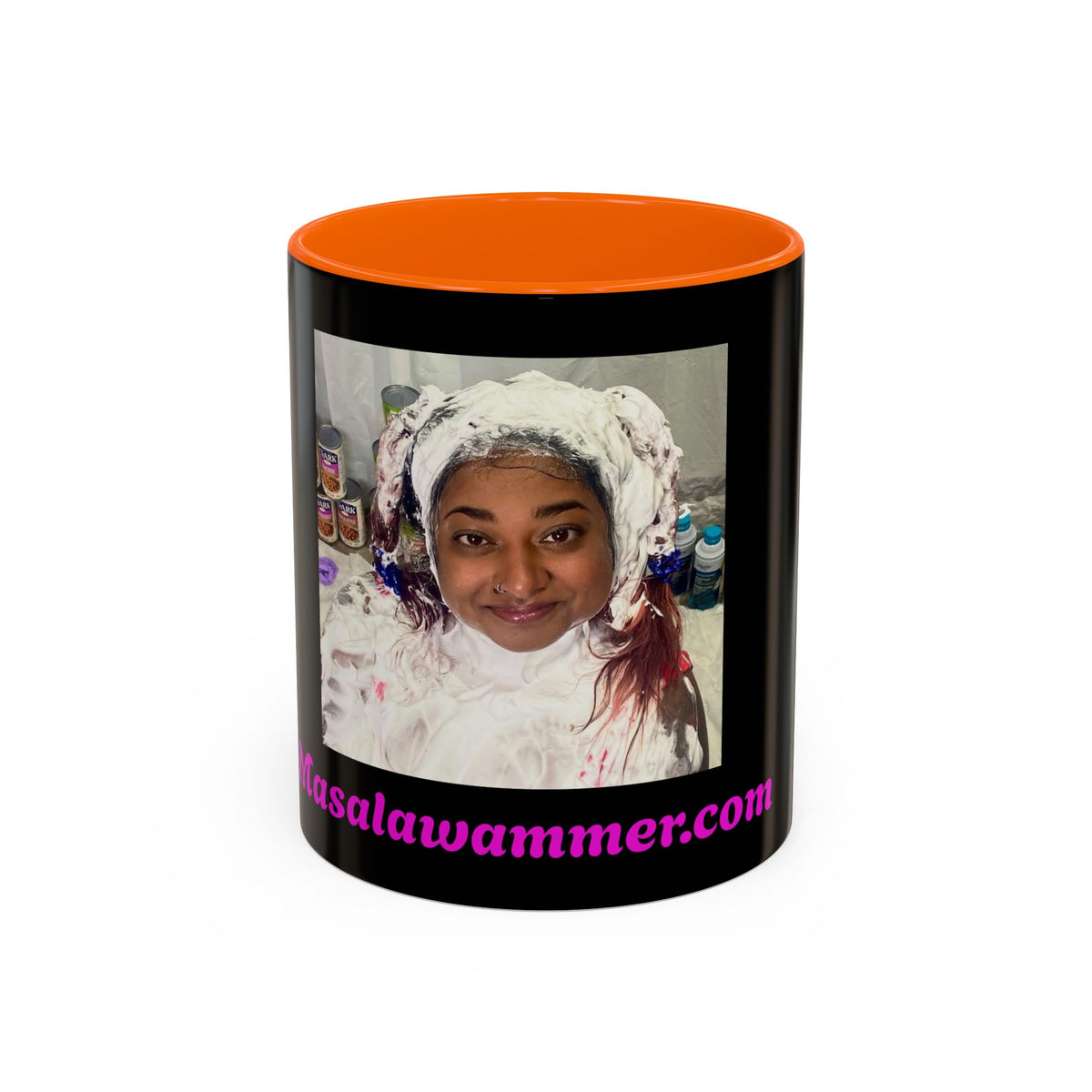 Photo Accent Coffee Mug — Personalized Portrait Mug with Bold Black Accent