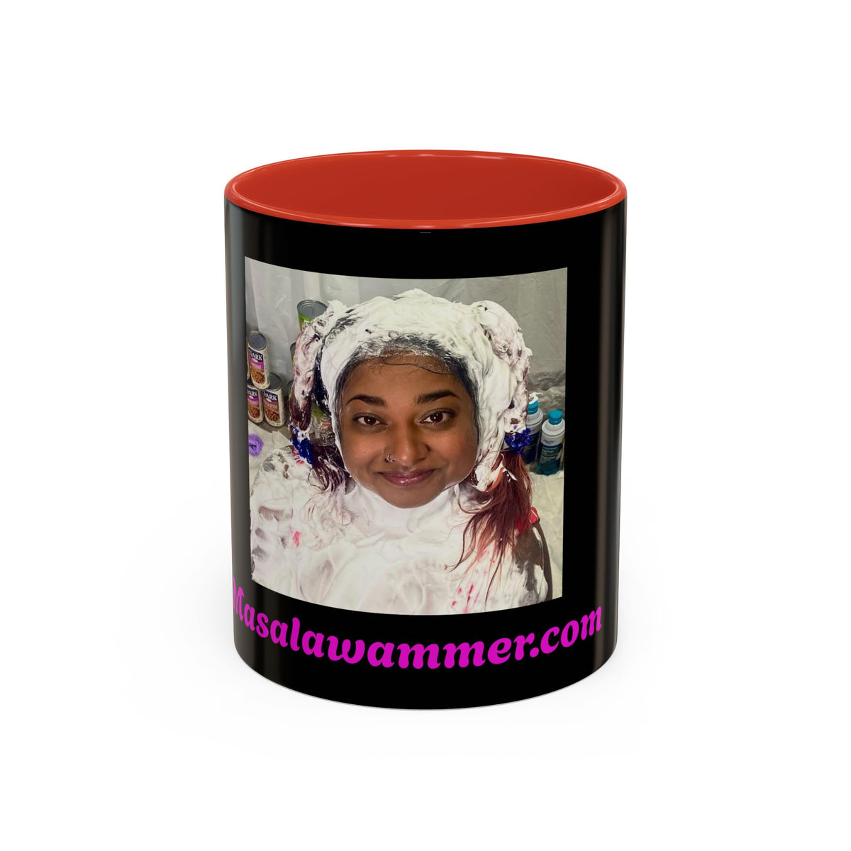 Photo Accent Coffee Mug — Personalized Portrait Mug with Bold Black Accent