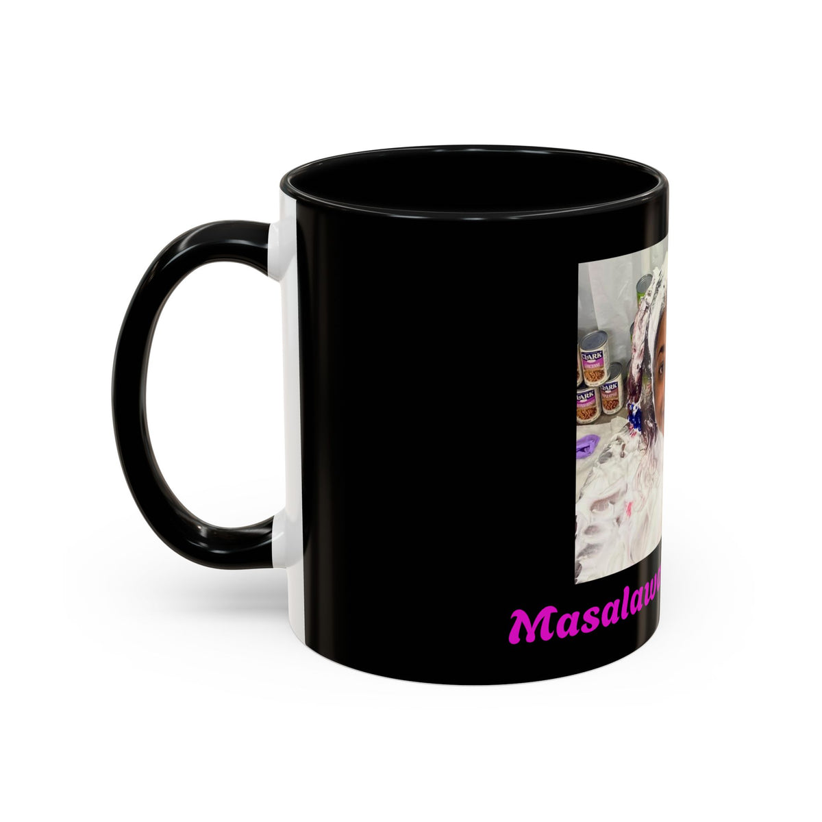 Photo Accent Coffee Mug — Personalized Portrait Mug with Bold Black Accent