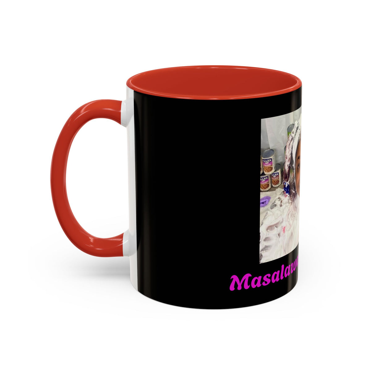 Photo Accent Coffee Mug — Personalized Portrait Mug with Bold Black Accent