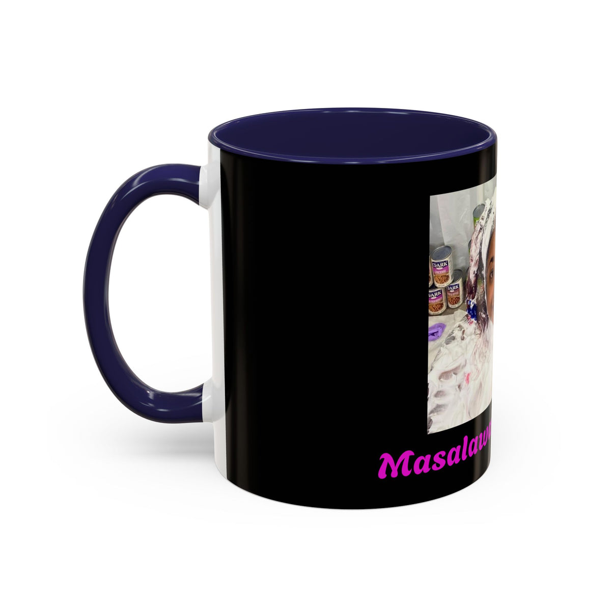 Photo Accent Coffee Mug — Personalized Portrait Mug with Bold Black Accent